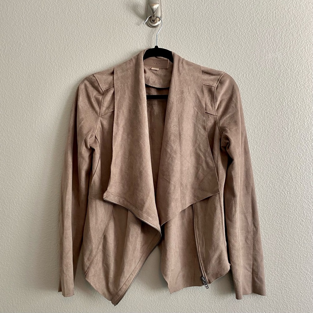BLANK NYC Drape Front Faux Suede Jacket